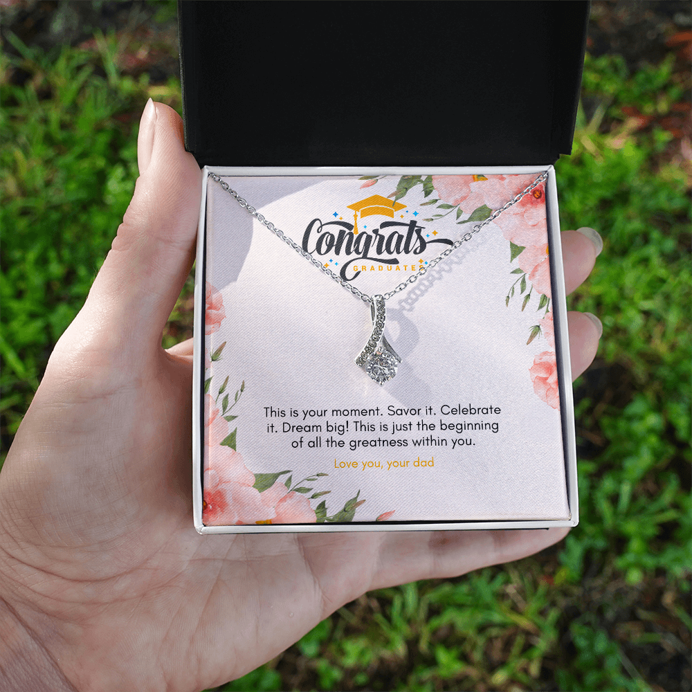 Graduation Jewelry Gift for Daughter – Pendant with Message Card from Dad, NAG05