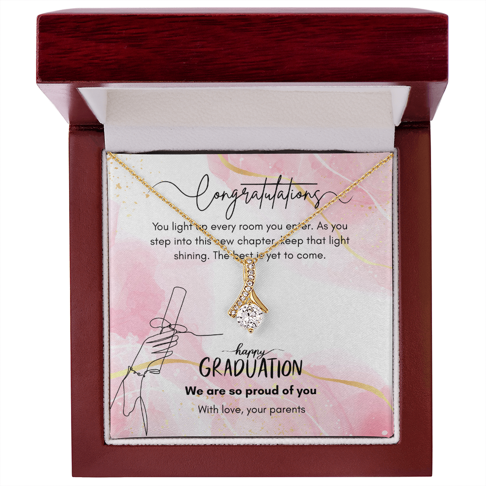 Elegant Graduation Jewelry Gift for Daughter from Parents with Emotional Message Card, NAG07