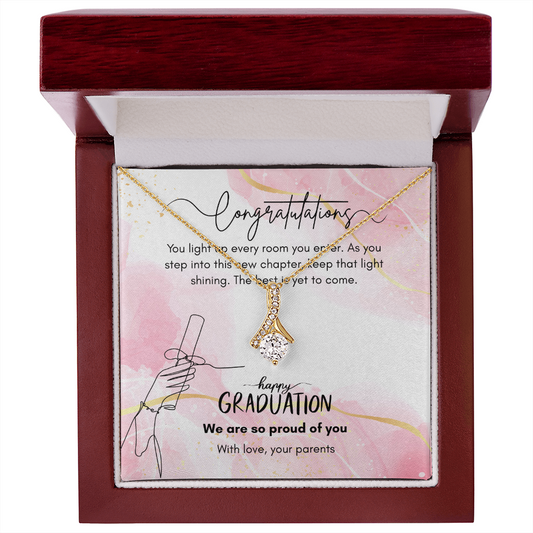 Elegant Graduation Jewelry Gift for Daughter from Parents with Emotional Message Card, NAG07