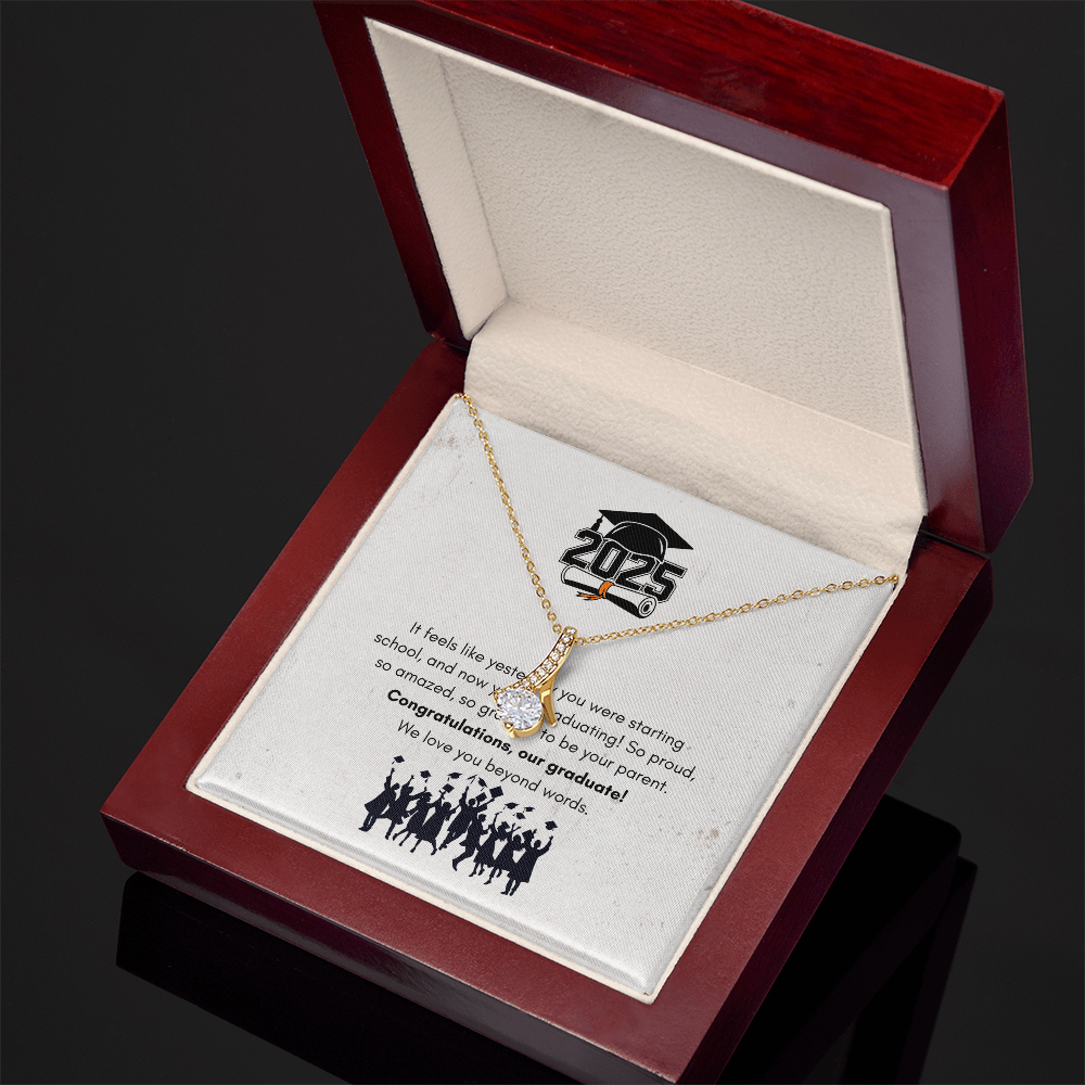 Yellow & White Gold Necklace with Message Card – Perfect Gift for Graduate Girl from Parents, NAG06