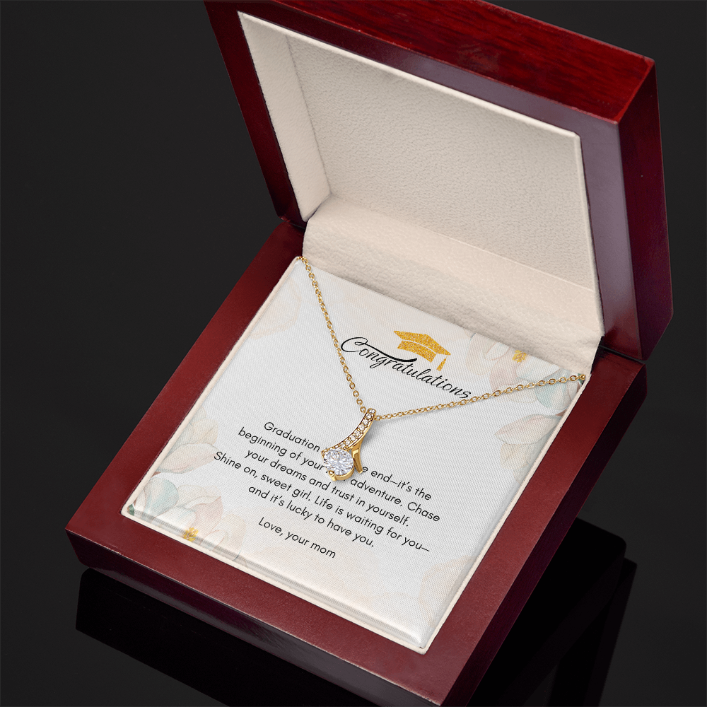Necklace in a gift box with a Message Card Gift for Graduate Girl from Mom, NAG04