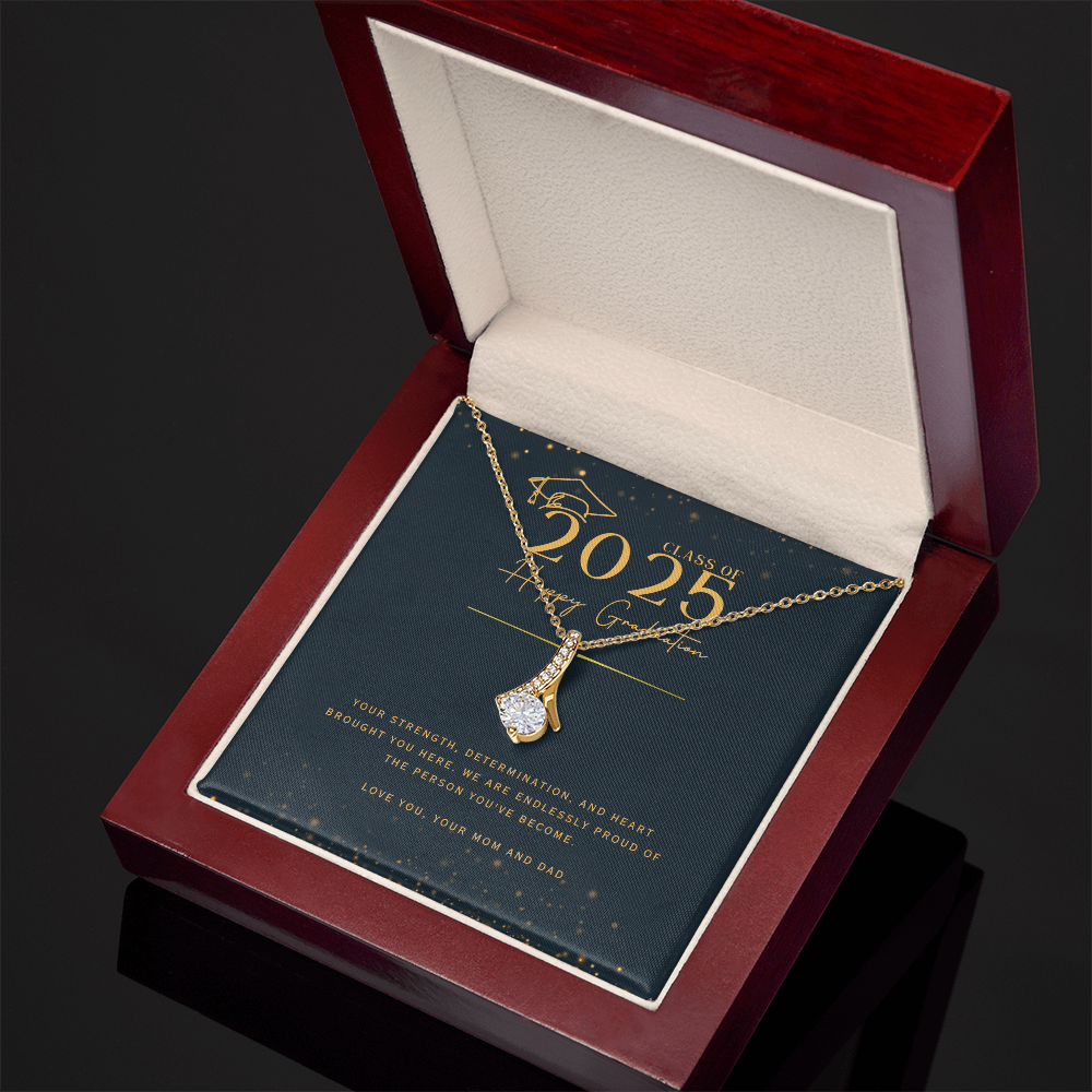 Yellow & White Gold Necklace with Message Card - Meaningful Graduation Gift for Daughter from Mom and Dad, NAG08.