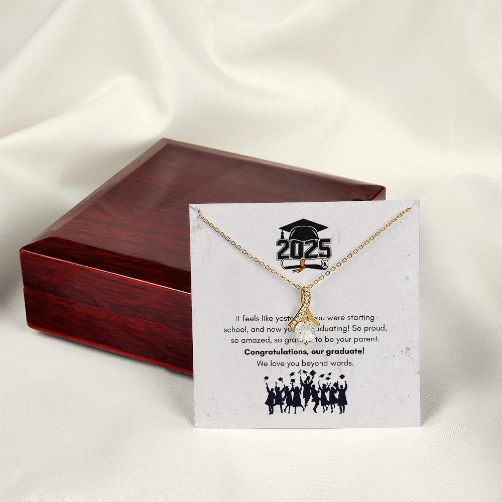Yellow & White Gold Necklace with Message Card – Perfect Gift for Graduate Girl from Parents, NAG06