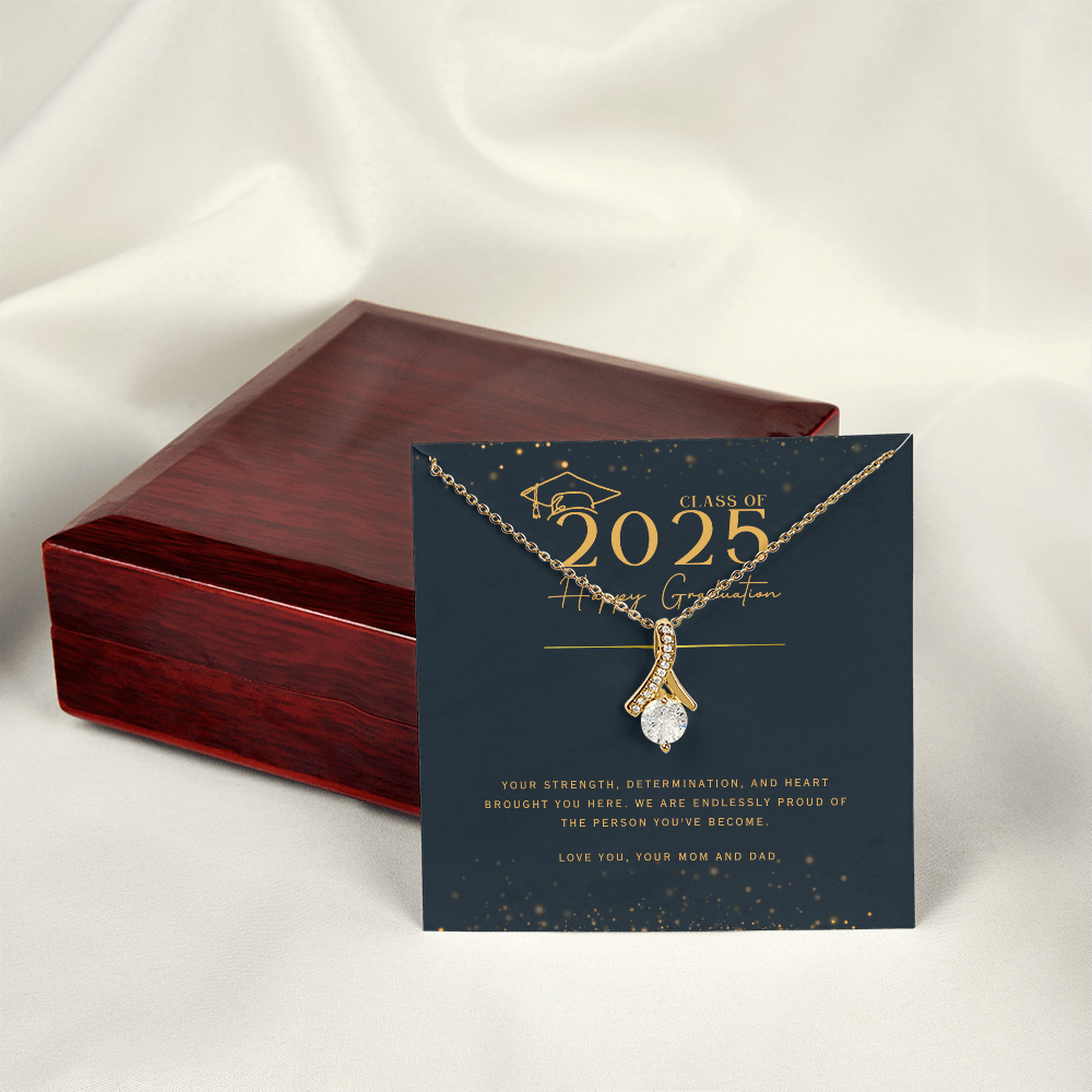Yellow & White Gold Necklace with Message Card - Meaningful Graduation Gift for Daughter from Mom and Dad, NAG08.