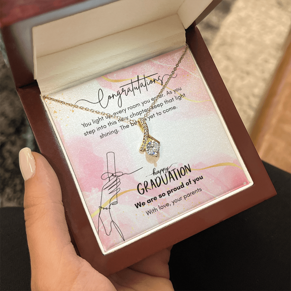 Elegant Graduation Jewelry Gift for Daughter from Parents with Emotional Message Card, NAG07