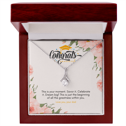 Graduation Jewelry Gift for Daughter – Pendant with Message Card from Dad, NAG05