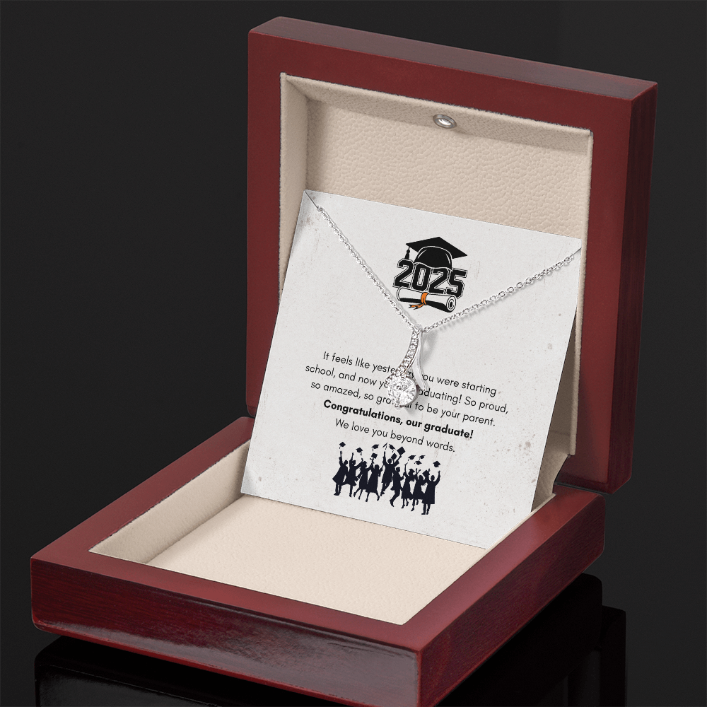 Yellow & White Gold Necklace with Message Card – Perfect Gift for Graduate Girl from Parents, NAG06