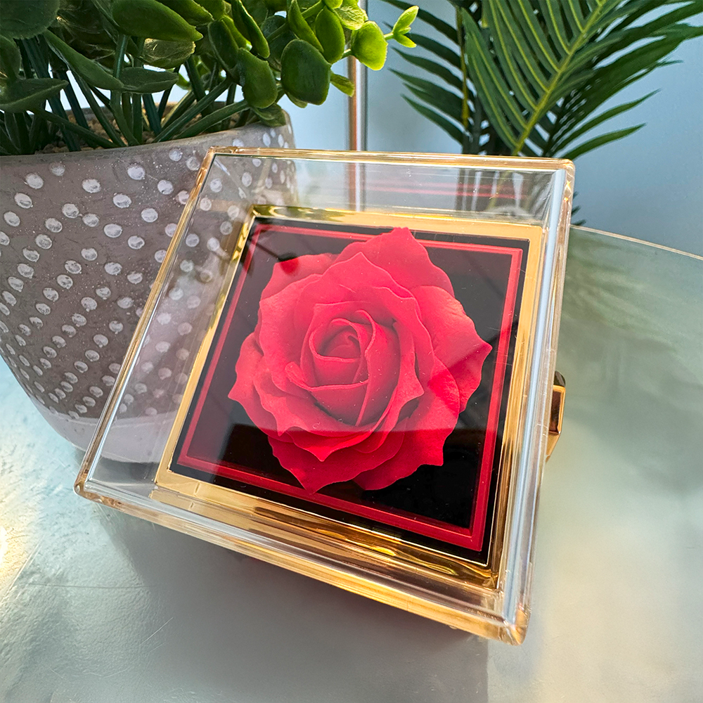Meaningful gift for anniversary for wife - Love Knot Necklace in rotating box with rose - RRW05