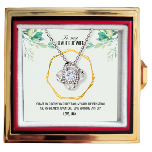 Love Knot Necklace in luxurious box with rose - perfect gift for wife - RRW03