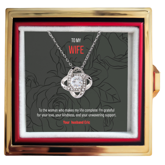 Gift for wife - Love Knot Necklace in rotating rose gift box - RRW04