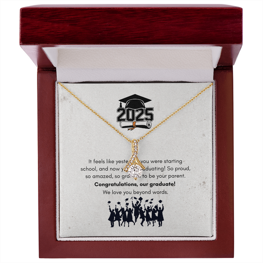 Yellow & White Gold Necklace with Message Card – Perfect Gift for Graduate Girl from Parents, NAG06