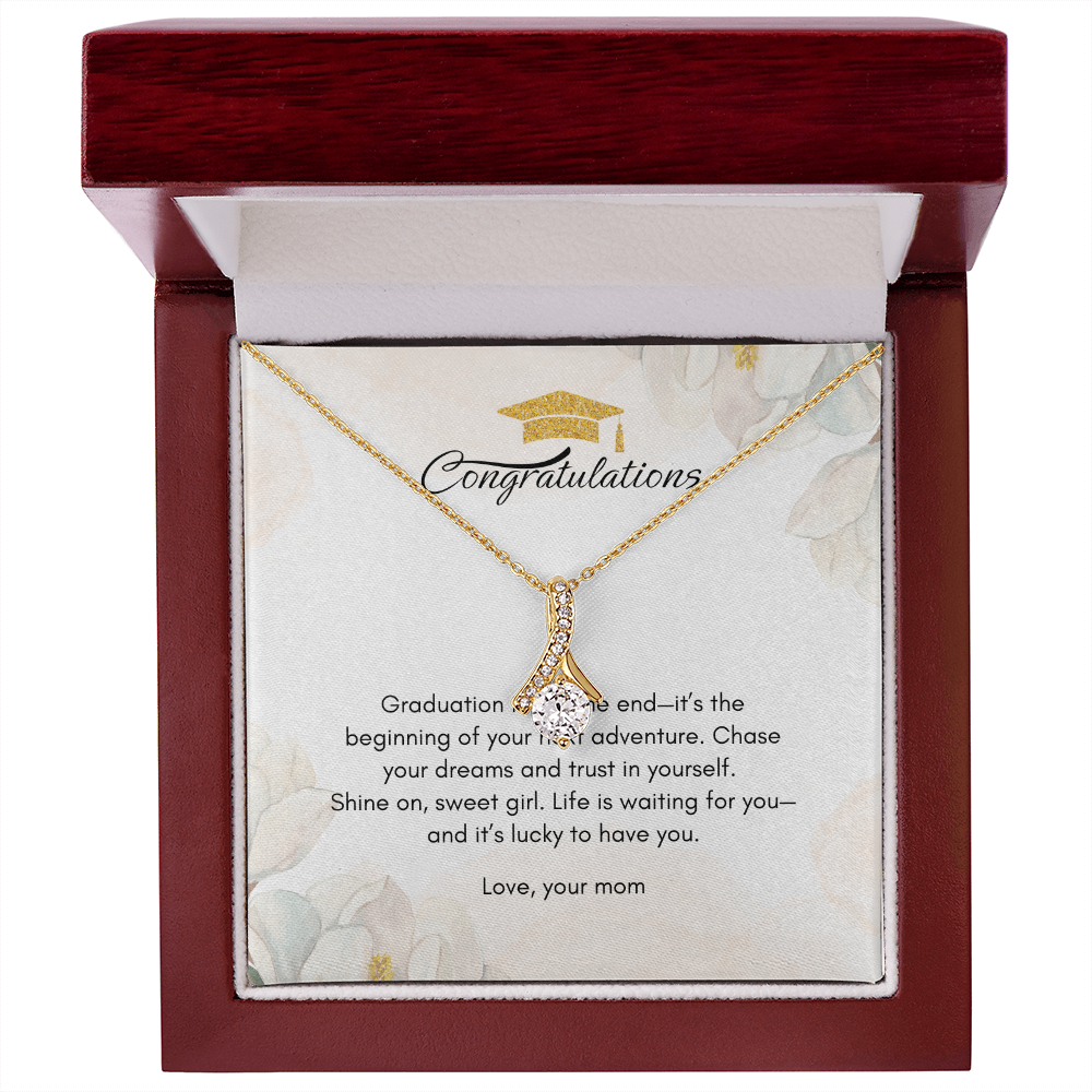 Necklace in a gift box with a Message Card Gift for Graduate Girl from Mom, NAG04
