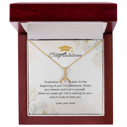 Necklace in a gift box with a Message Card Gift for Graduate Girl from Mom, NAG04