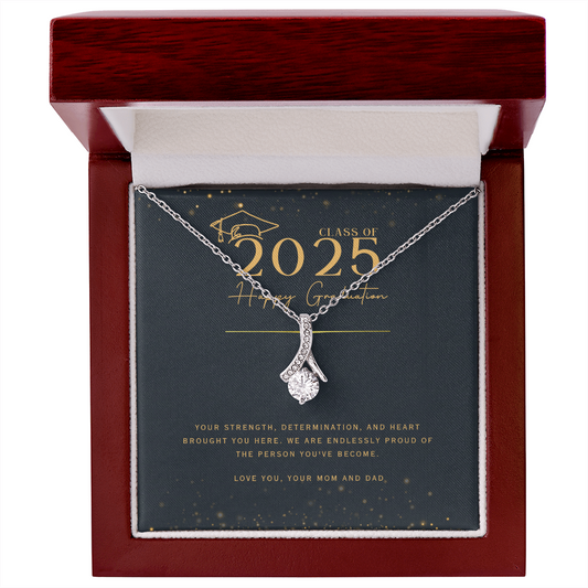 Yellow & White Gold Necklace with Message Card - Meaningful Graduation Gift for Daughter from Mom and Dad, NAG08.