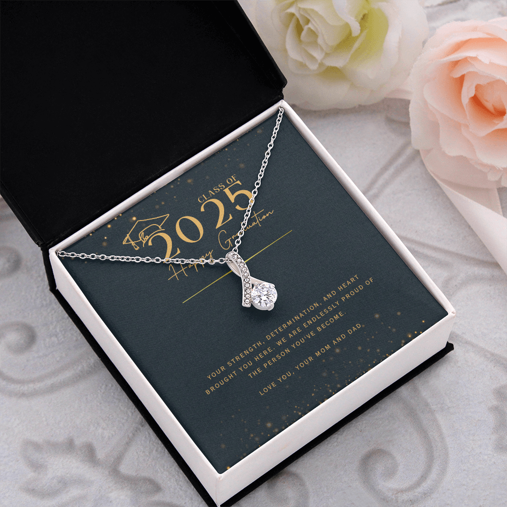 Yellow & White Gold Necklace with Message Card - Meaningful Graduation Gift for Daughter from Mom and Dad, NAG08.